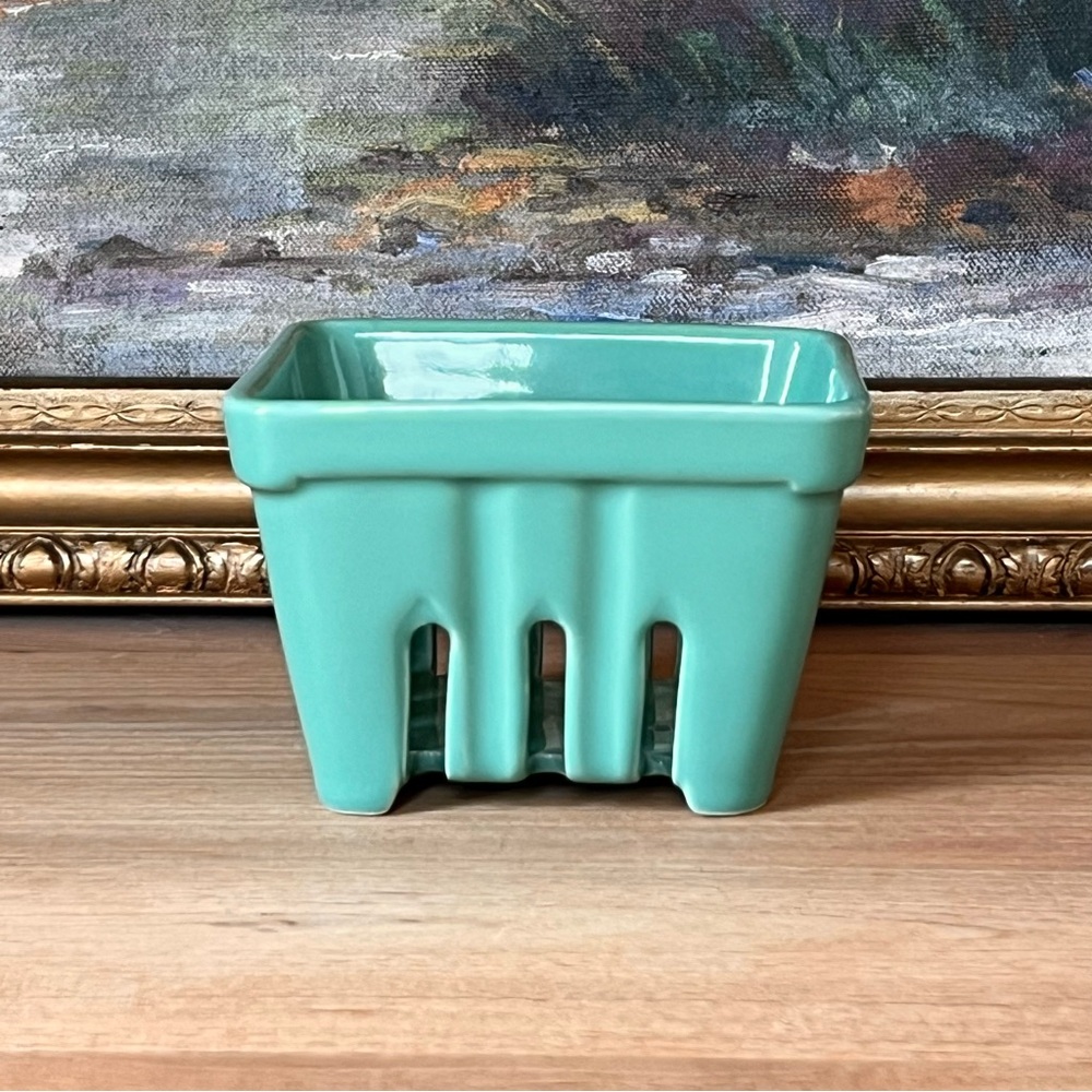 Green Pottery Berry Basket